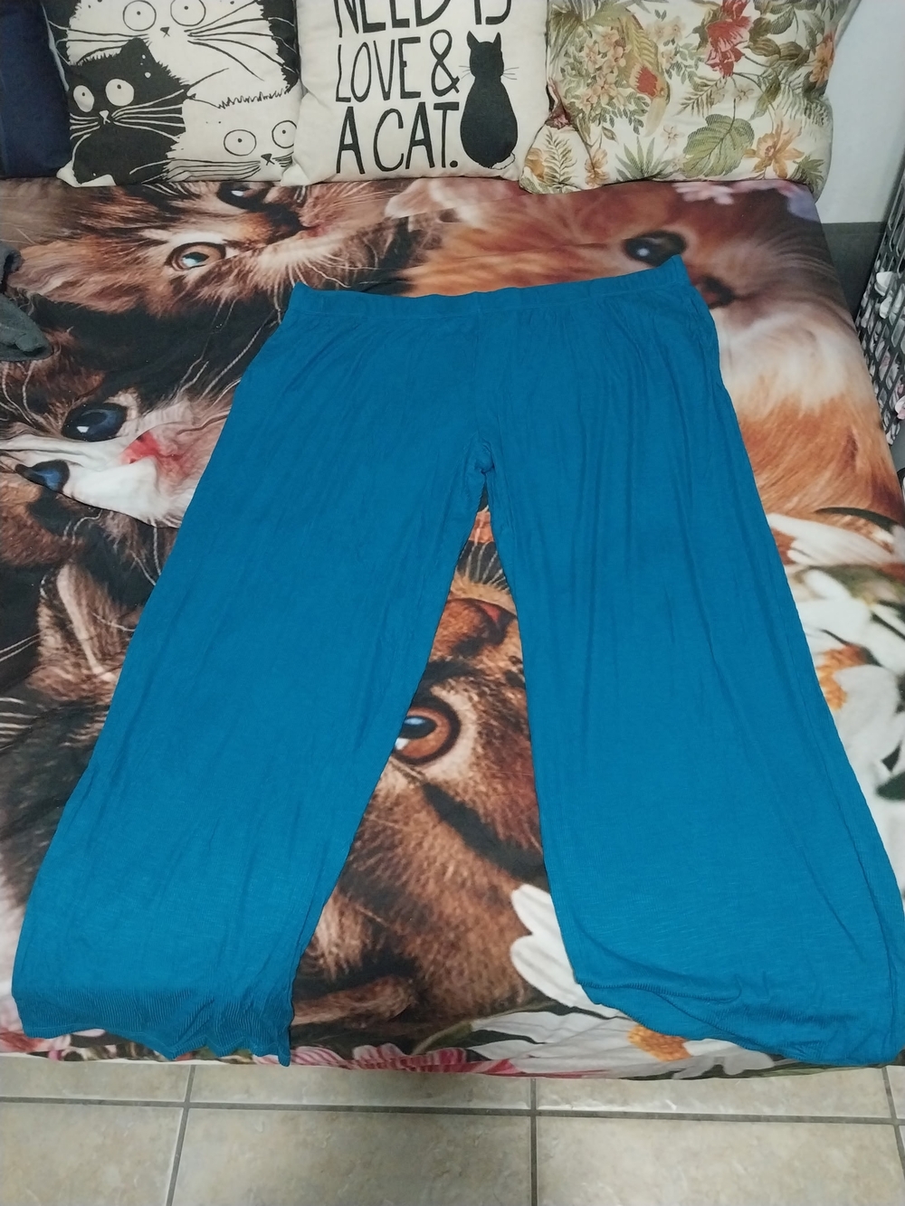Teal Wide-Leg Lounge Pants